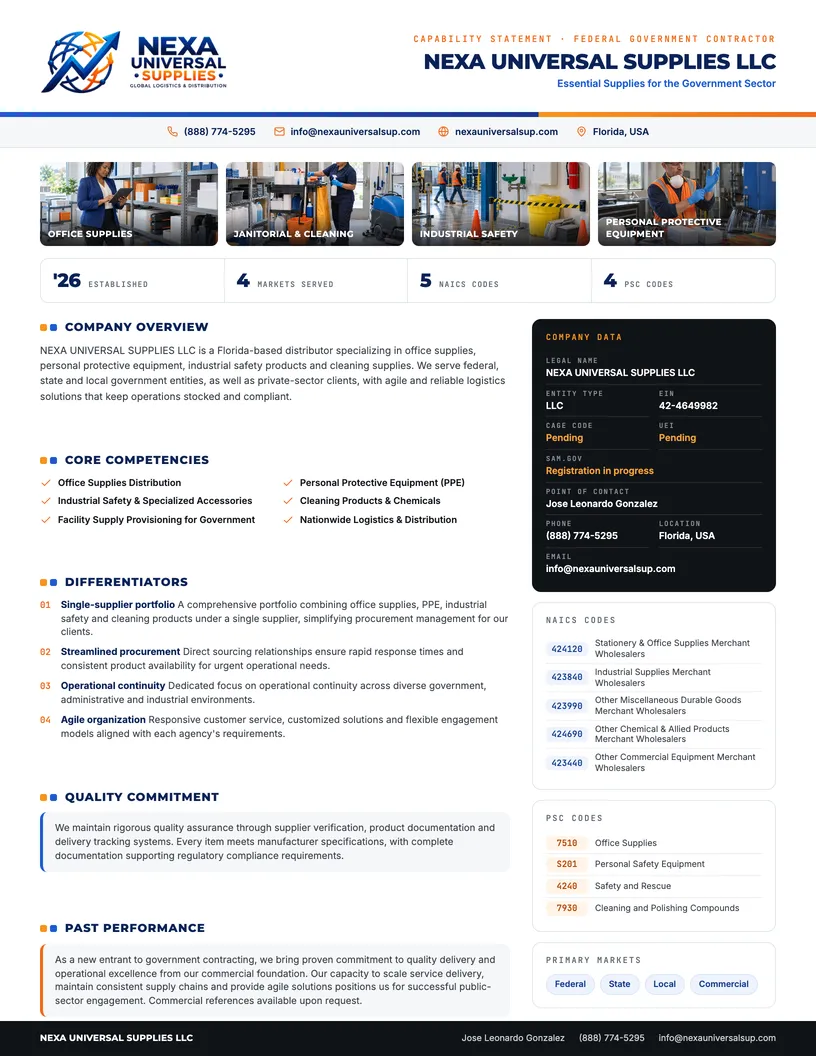 Capability statement, page 1