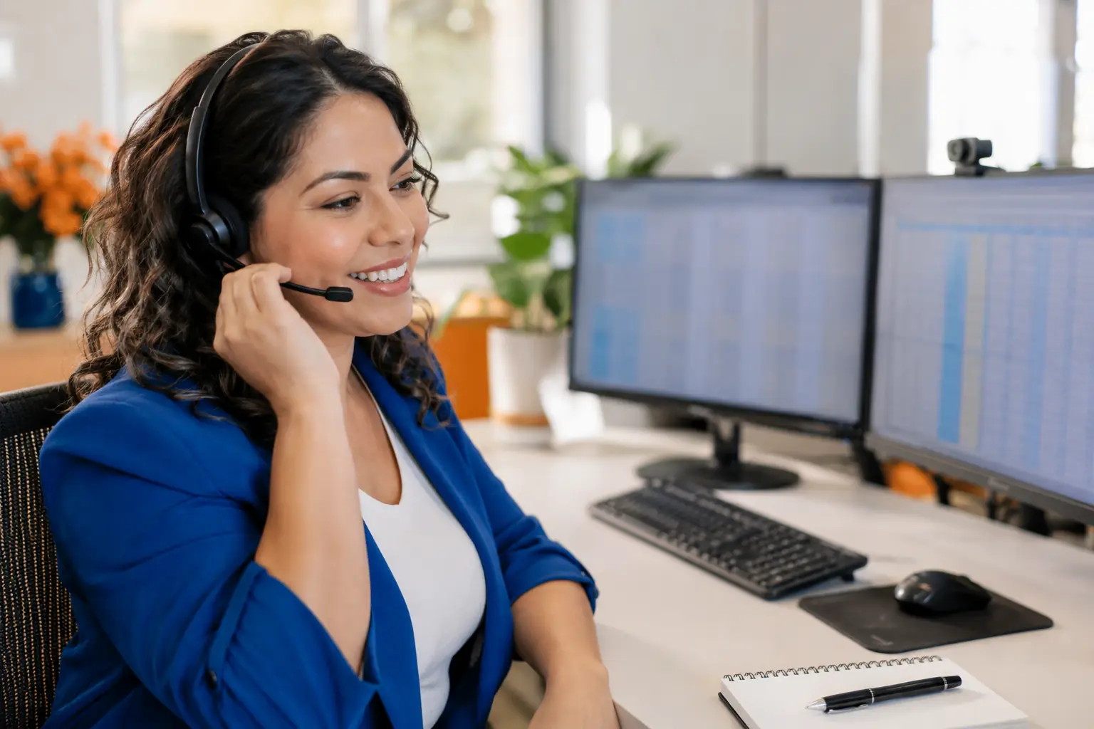 Customer service representative helping a client