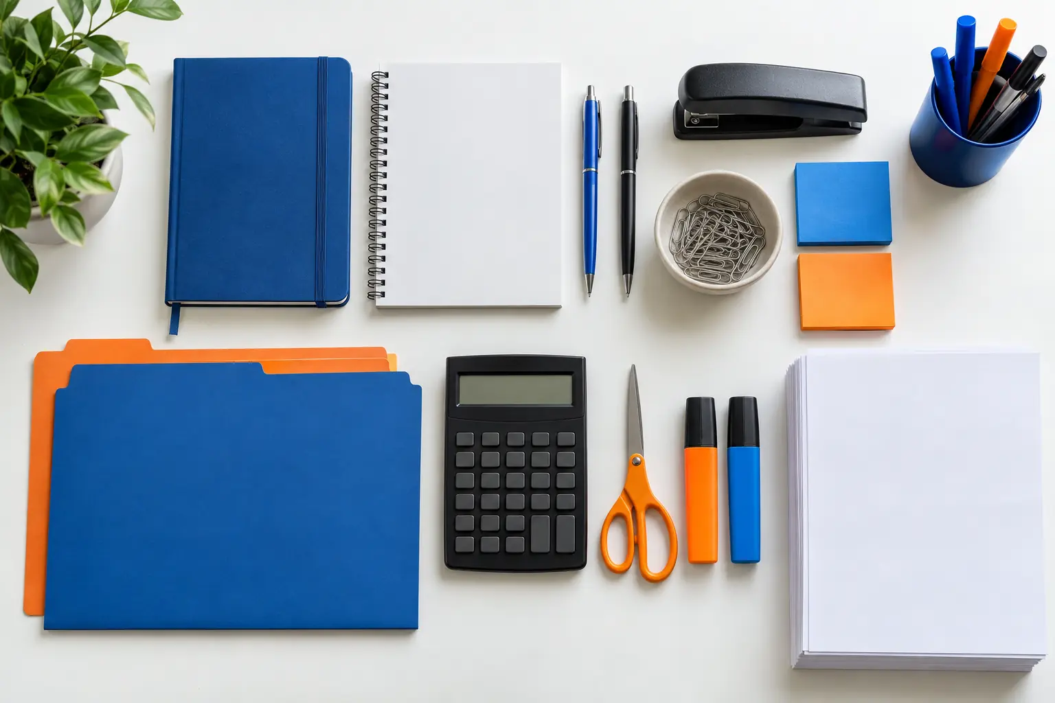 Organized office supplies on a desk